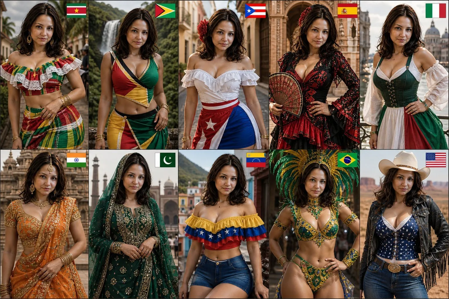 Stunning 10-Nation Cultural Fashion Collage