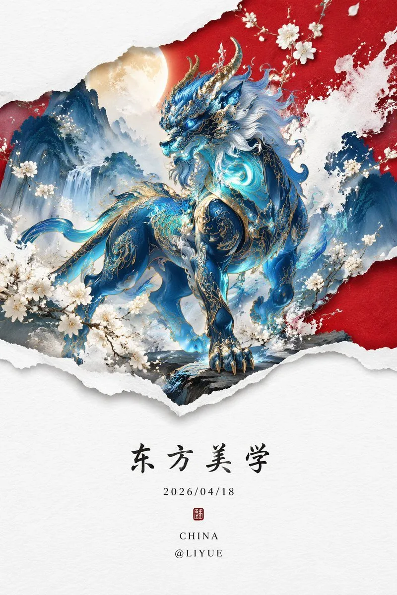 Majestic Neo-Chinese Mythical Beast Qiongqi Art