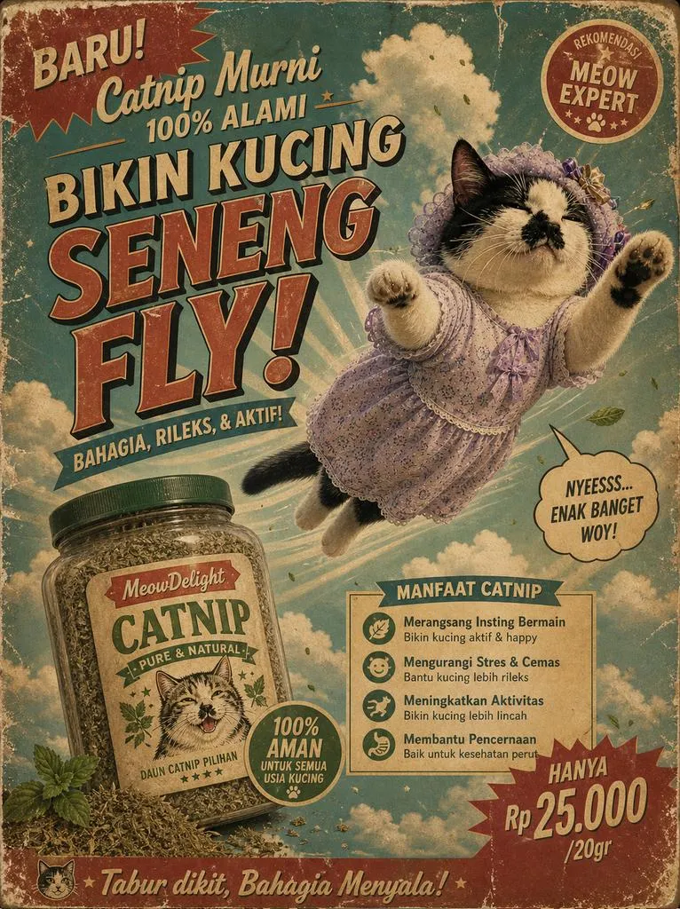 Vintage Indonesian Catnip Retro Ad Poster
