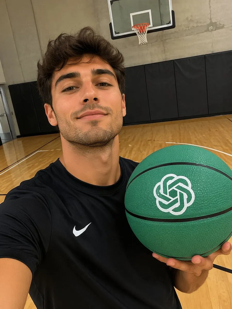 Candid Indoor Basketball Court Selfie