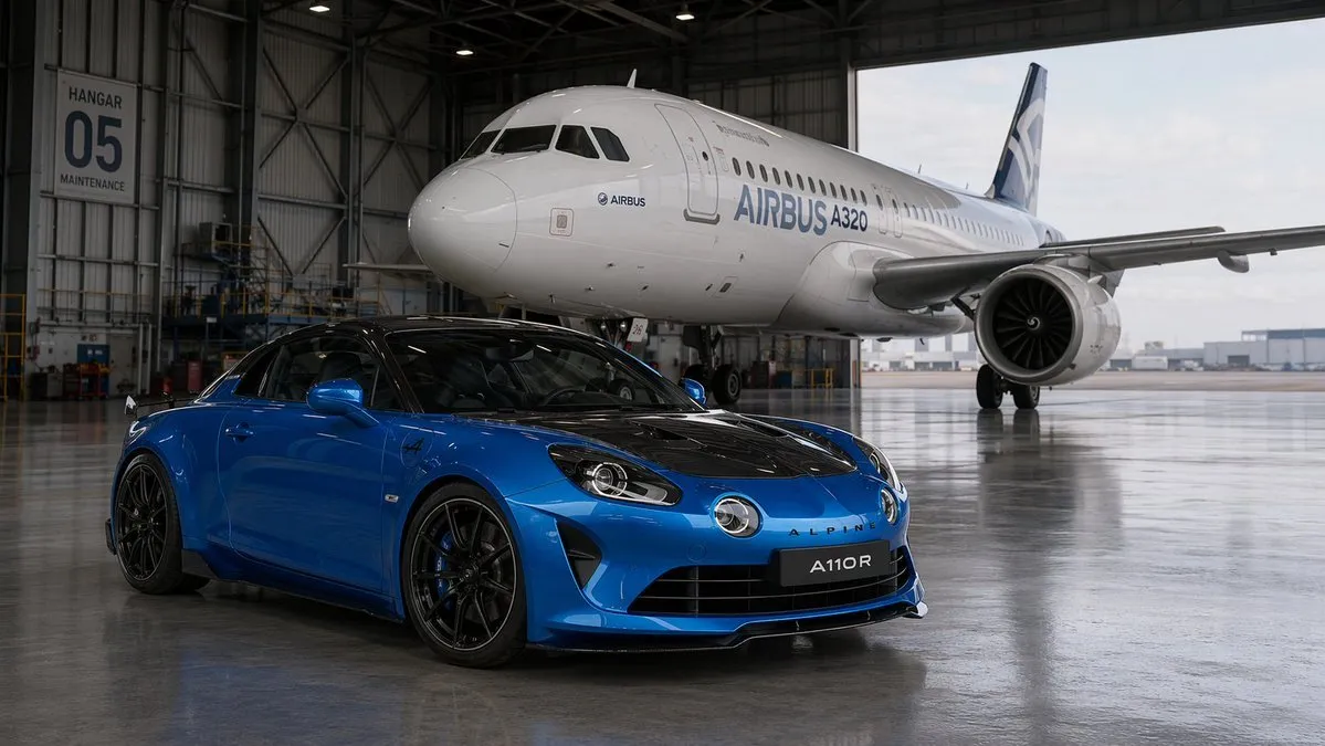 Cinematic Sports Car in Aircraft Hangar