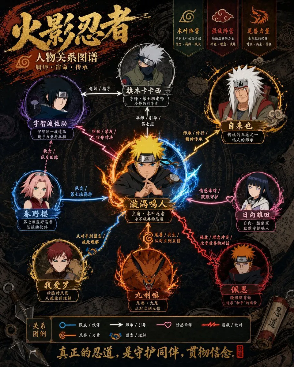 Elegant Character Connection Map Design