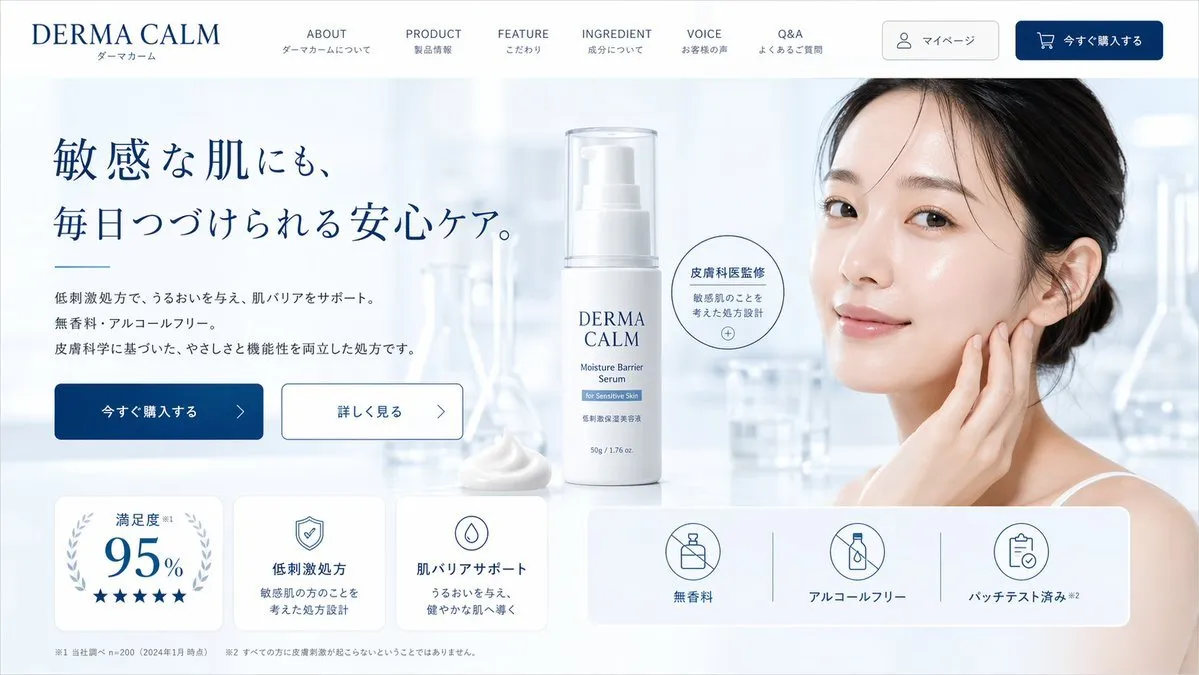 Derma Calm Sensitive Skincare Landing Page