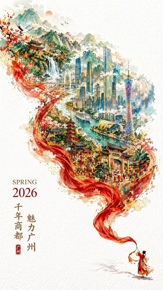 Elegant 2026 Guangzhou Spring Festival Poster