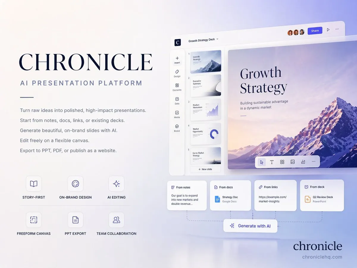 Elegant Chronicle AI Platform Cover Slide