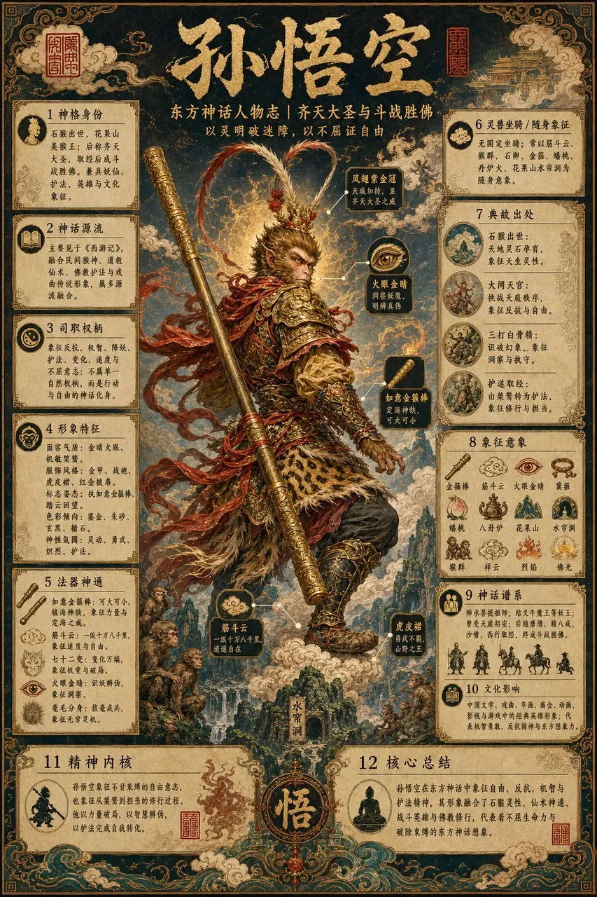 Majestic Sun Wukong Mythology Encyclopedia Poster
