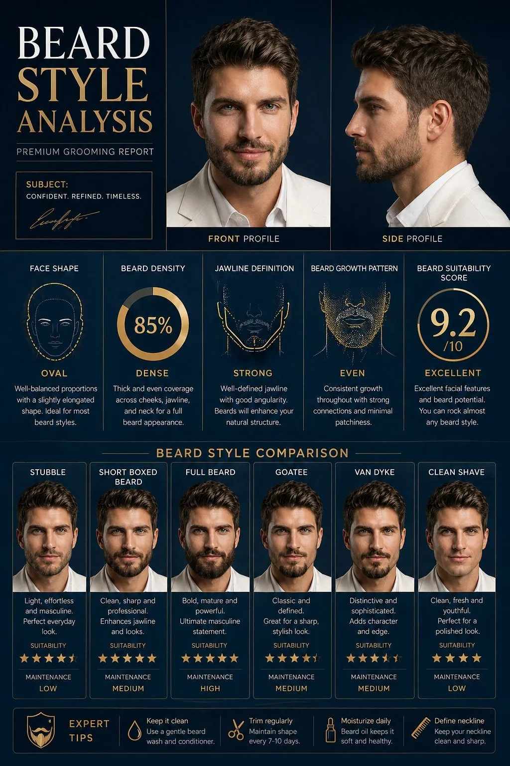 Premium Beard Style Grooming Analysis Poster