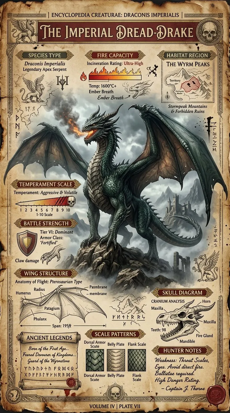 Epic Vintage Dragon Species Fantasy Poster