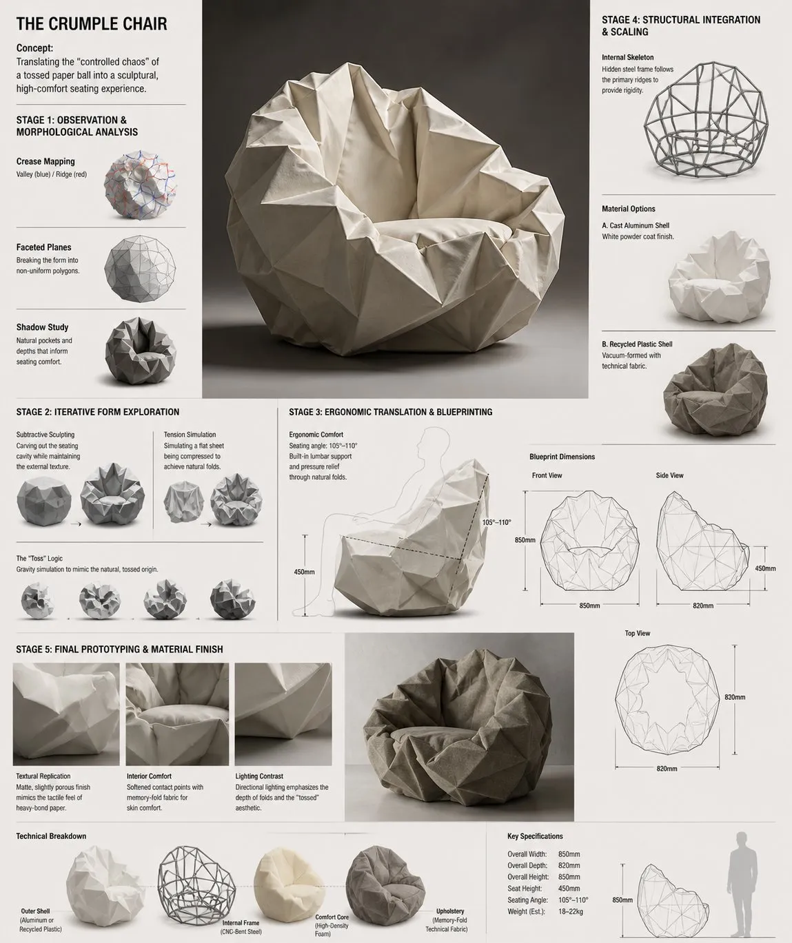Innovative Crumple Chair Design Blueprint