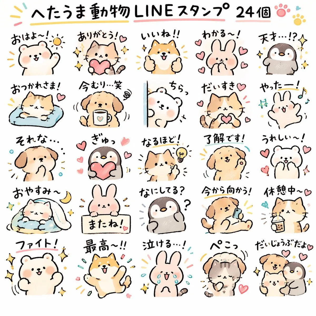 Adorable Creature Sticker Set for LINE