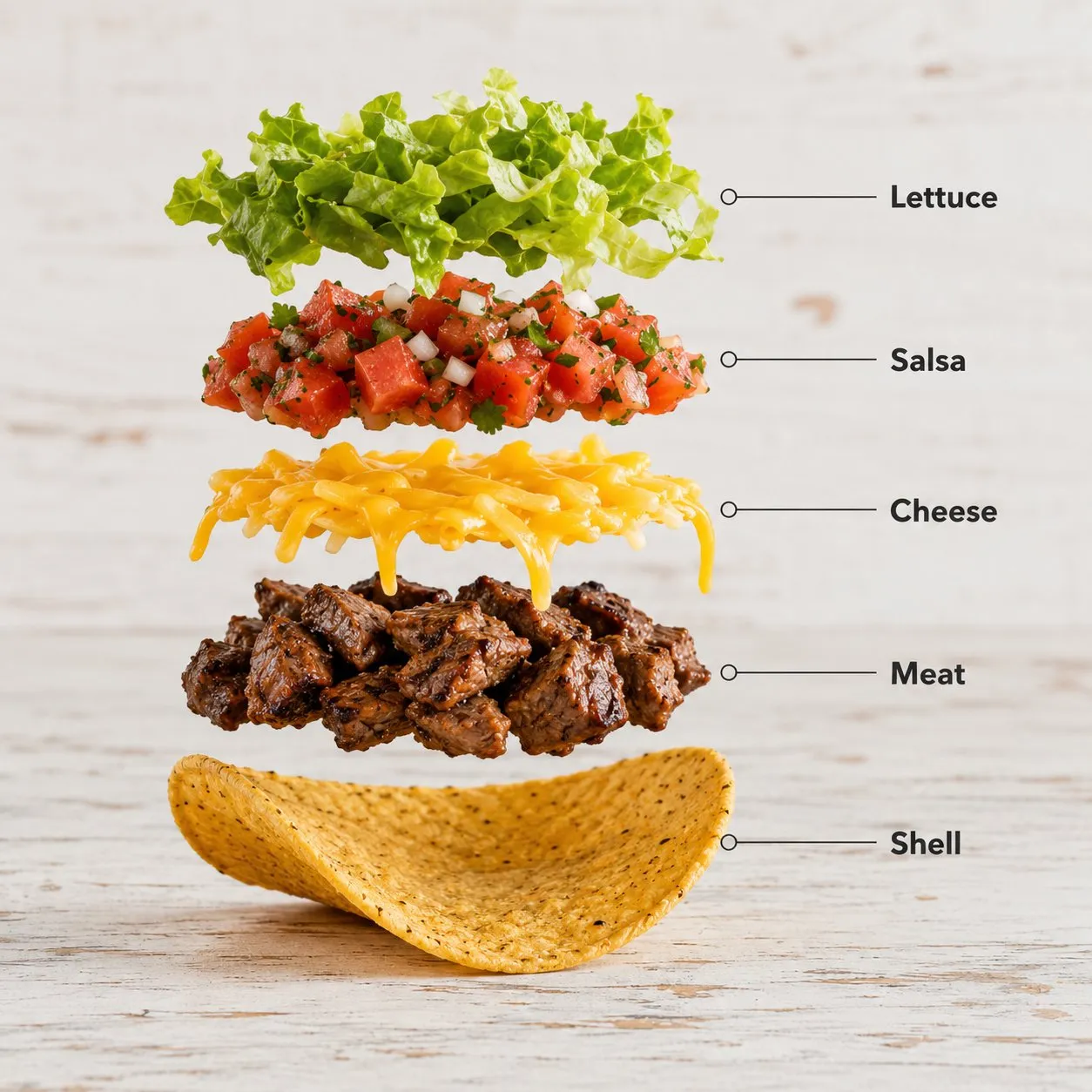 Hyper-Realistic Exploded Taco Infographic