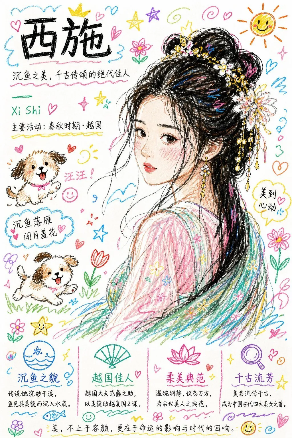 Playful Colorful Scribbled Dog Doodle Art