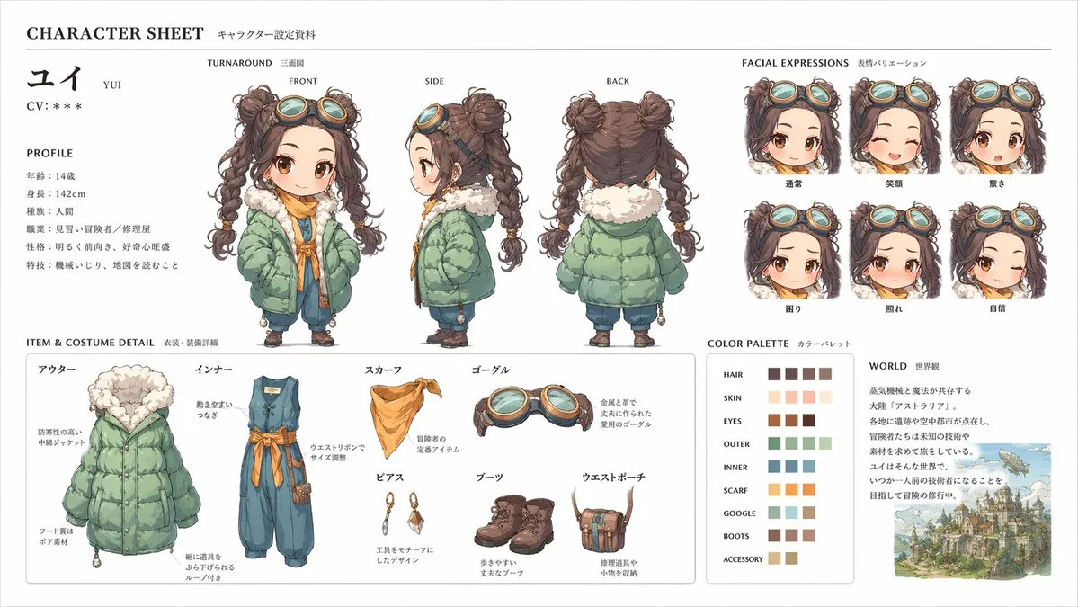 Character Official Character Sheet (JP) Design
