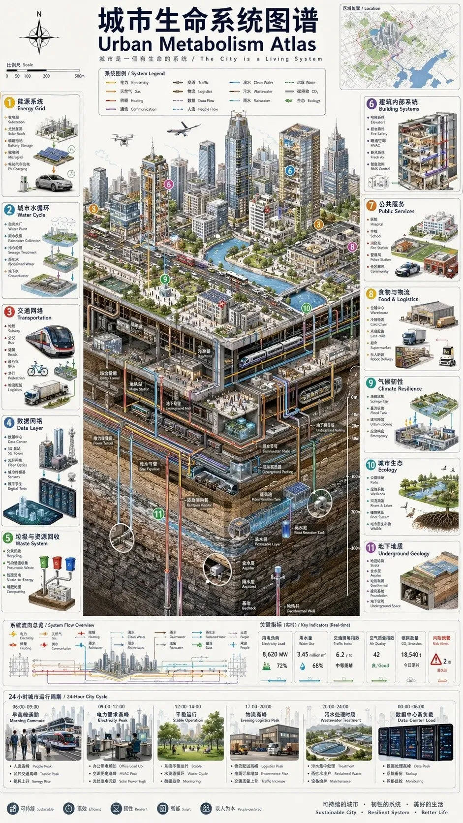 Isometric Smart City Metabolism Infographic