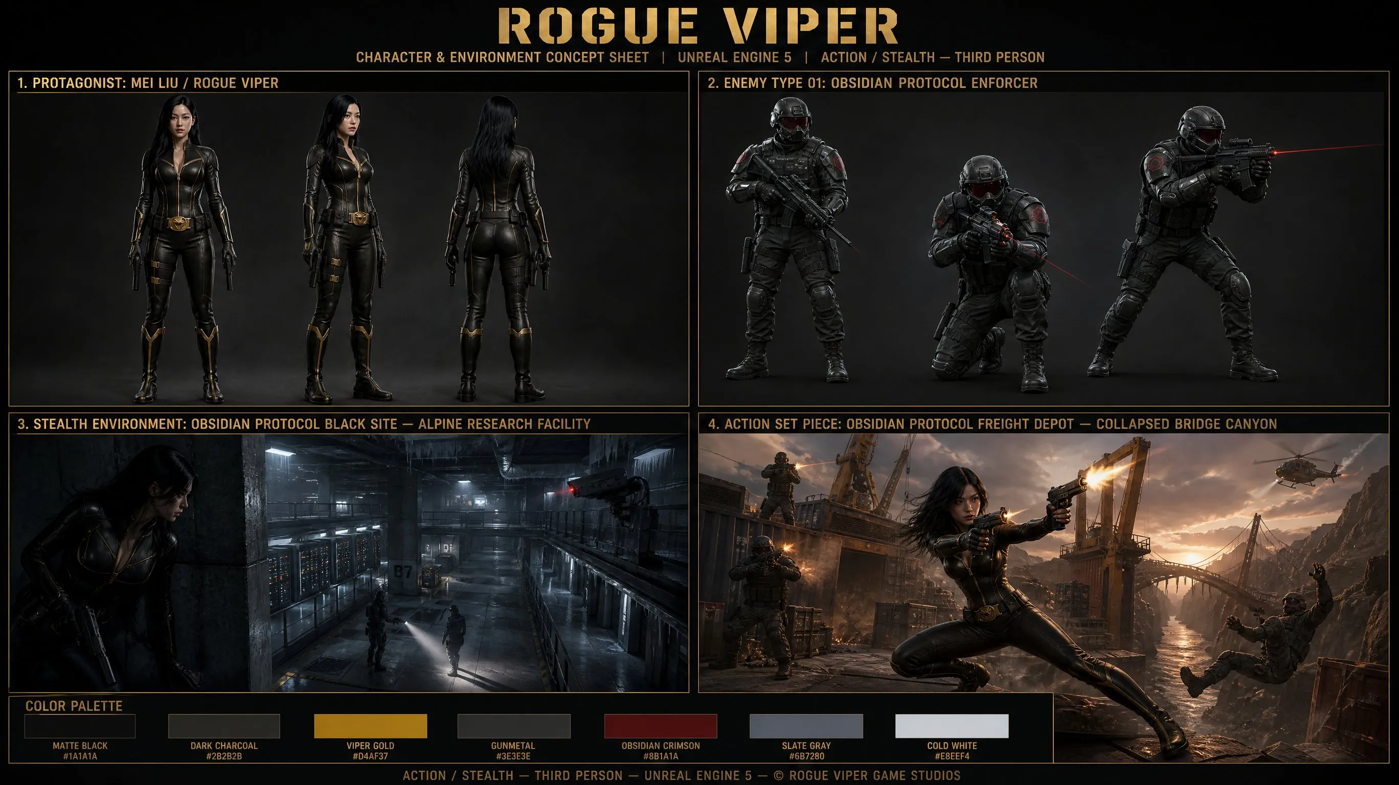 AAA Game Character Concept Art Sheet