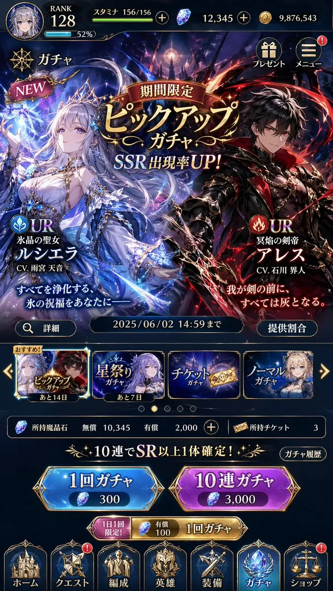 AI-Generated UI Japanese Gacha Game Screen
