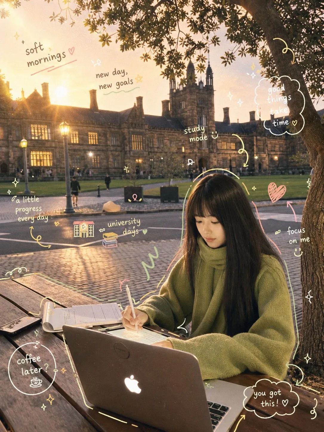 Dreamy Golden Hour Study Aesthetic Portrait