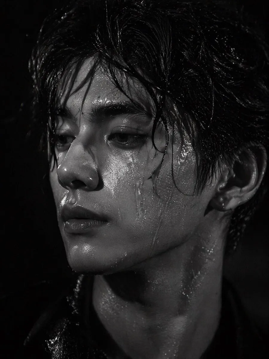 Striking B&W Wet Portrait Close-up