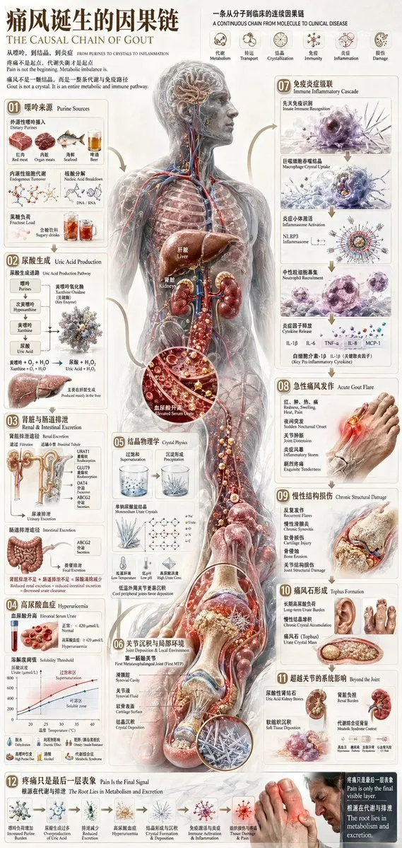Detailed Gout Pathology Infographic