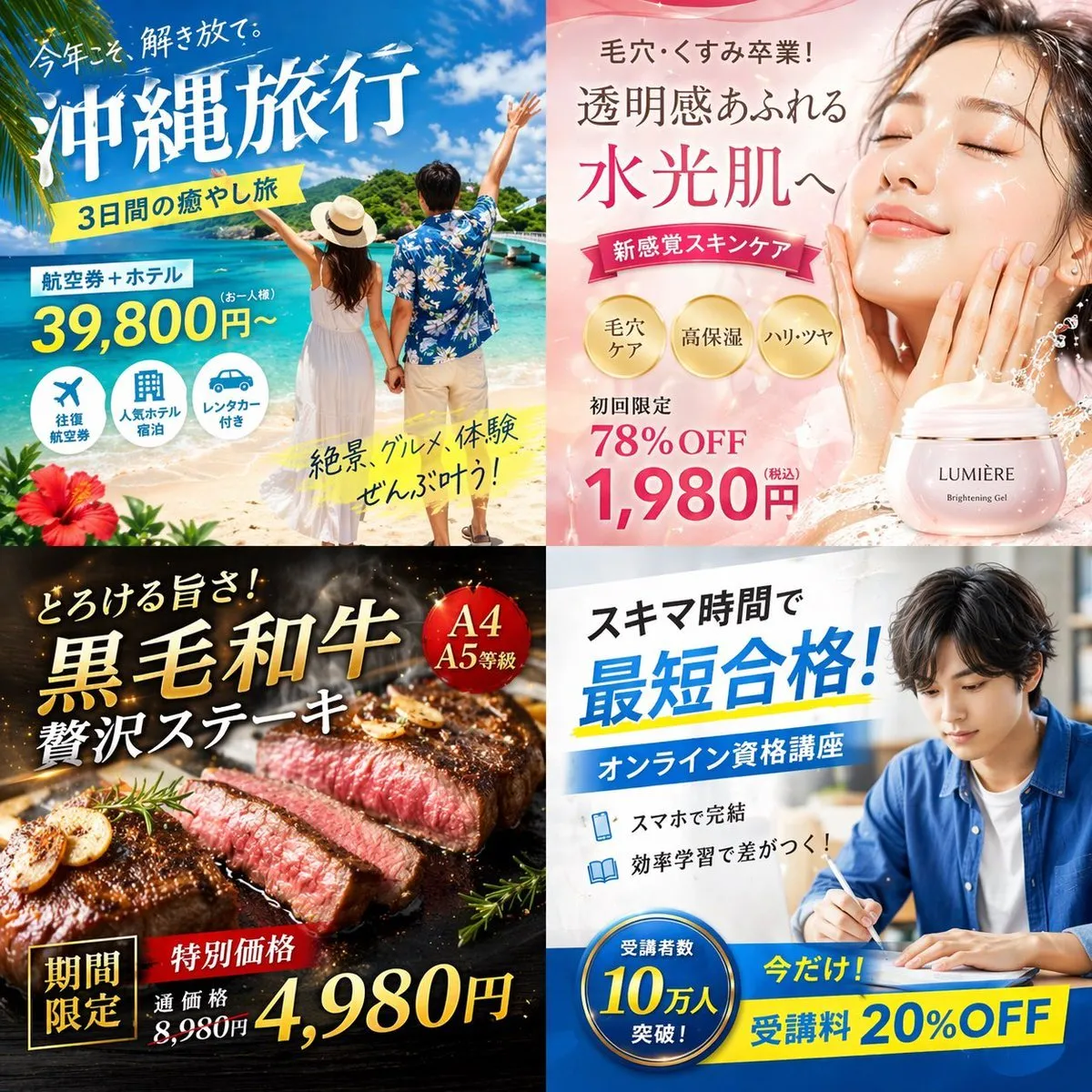 Japanese Travel & Food Digital Ad Grid