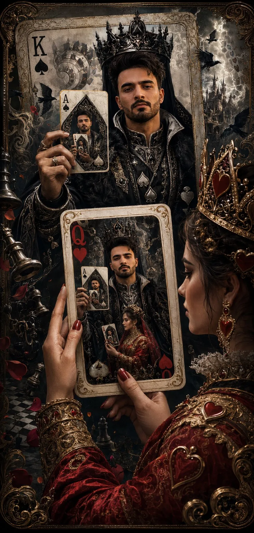 Surreal Recursive Playing Card Artwork