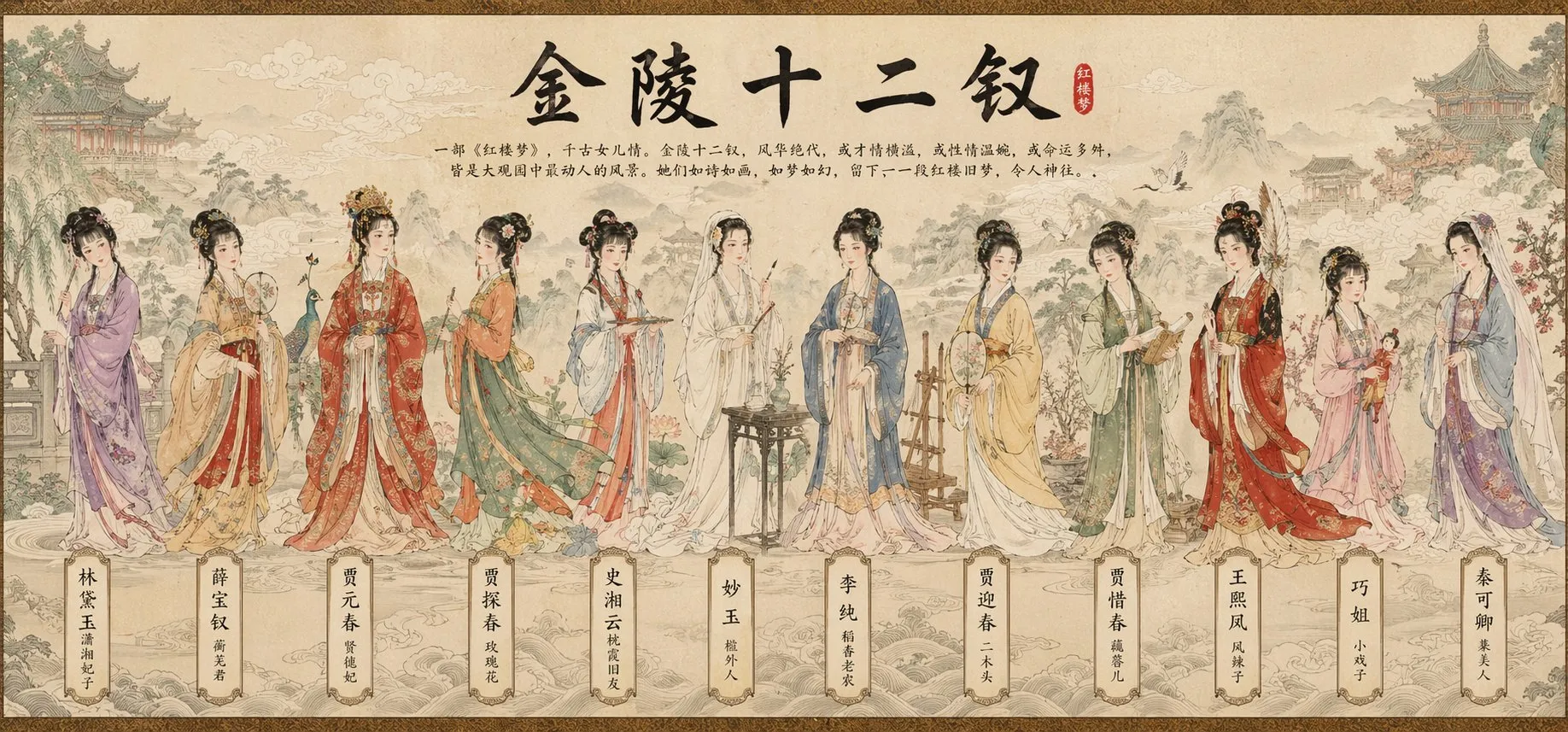 Eight Immortals Traditional Scroll Painting