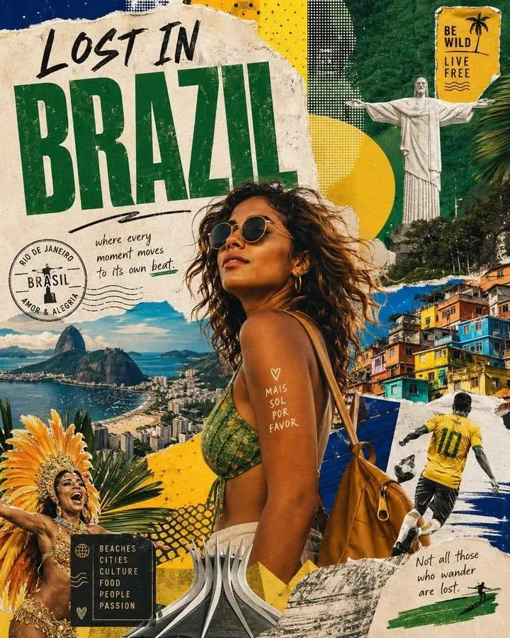 Stylized Travel Poster Graphic Collage