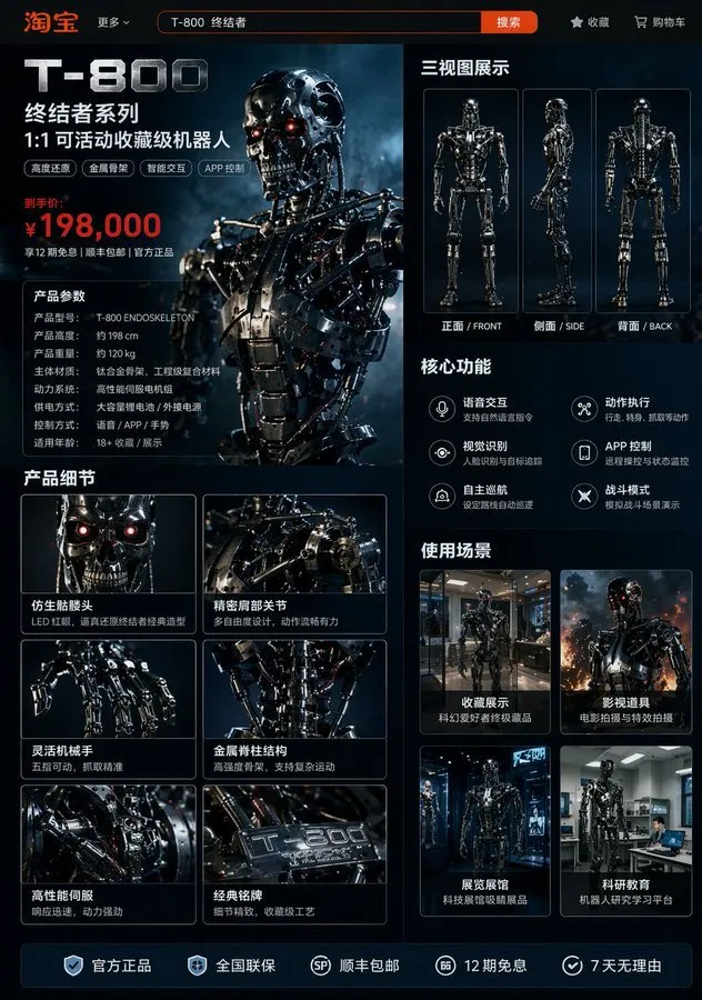 T-800 Robot Taobao Product Detail Page