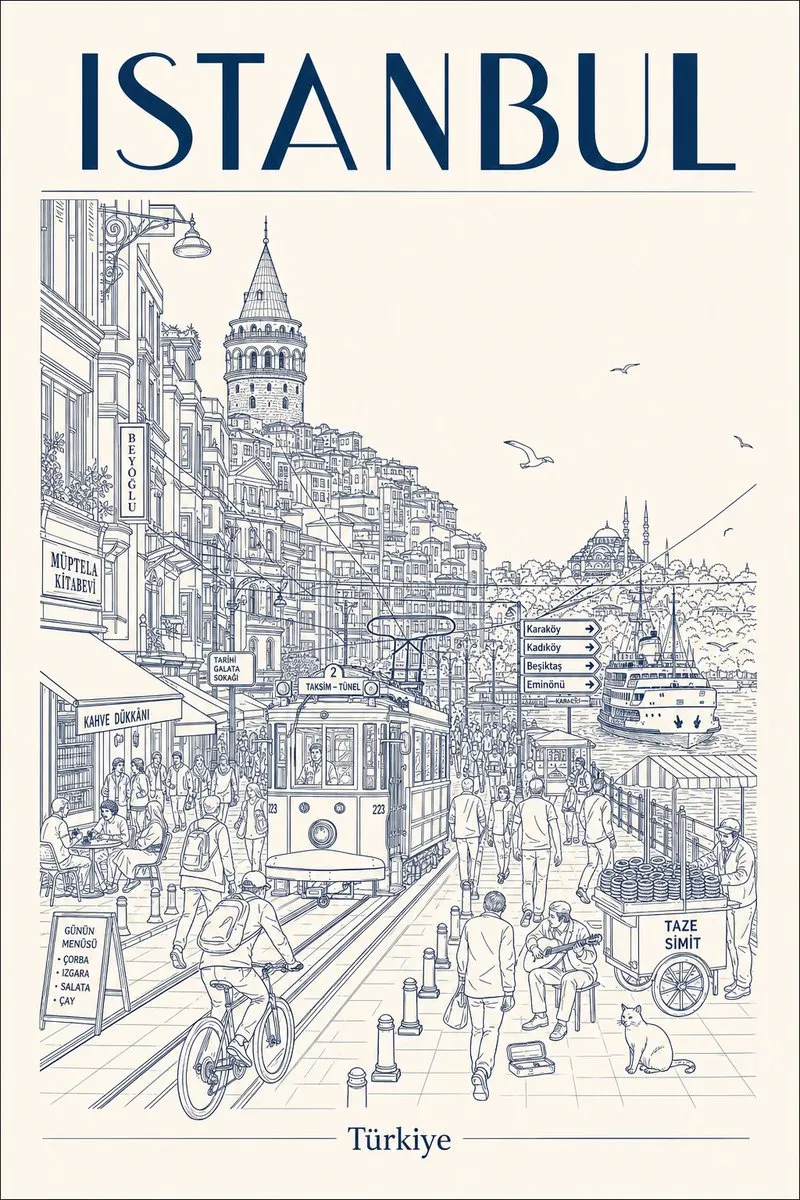 Illustrated and Minimalist Tea in Urban Setting