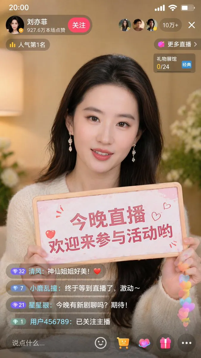 AI-Generated UI Liu Yifei Douyin Livestream