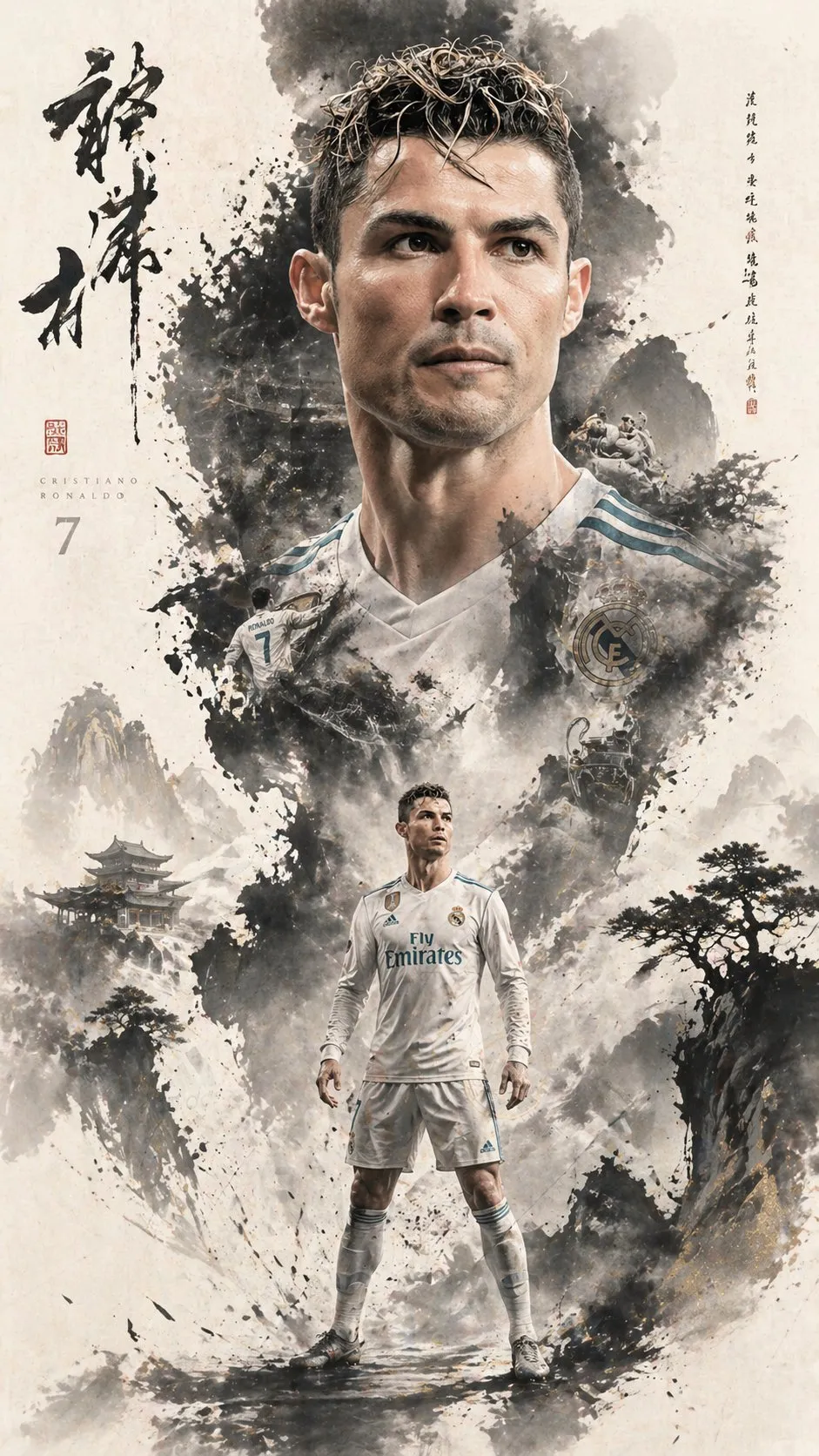 Cinematic East-Asian Ink Character Poster
