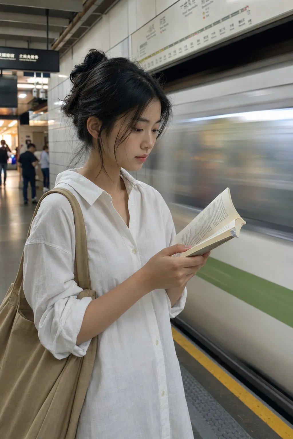 Candid Shanghai Metro Morning Portrait