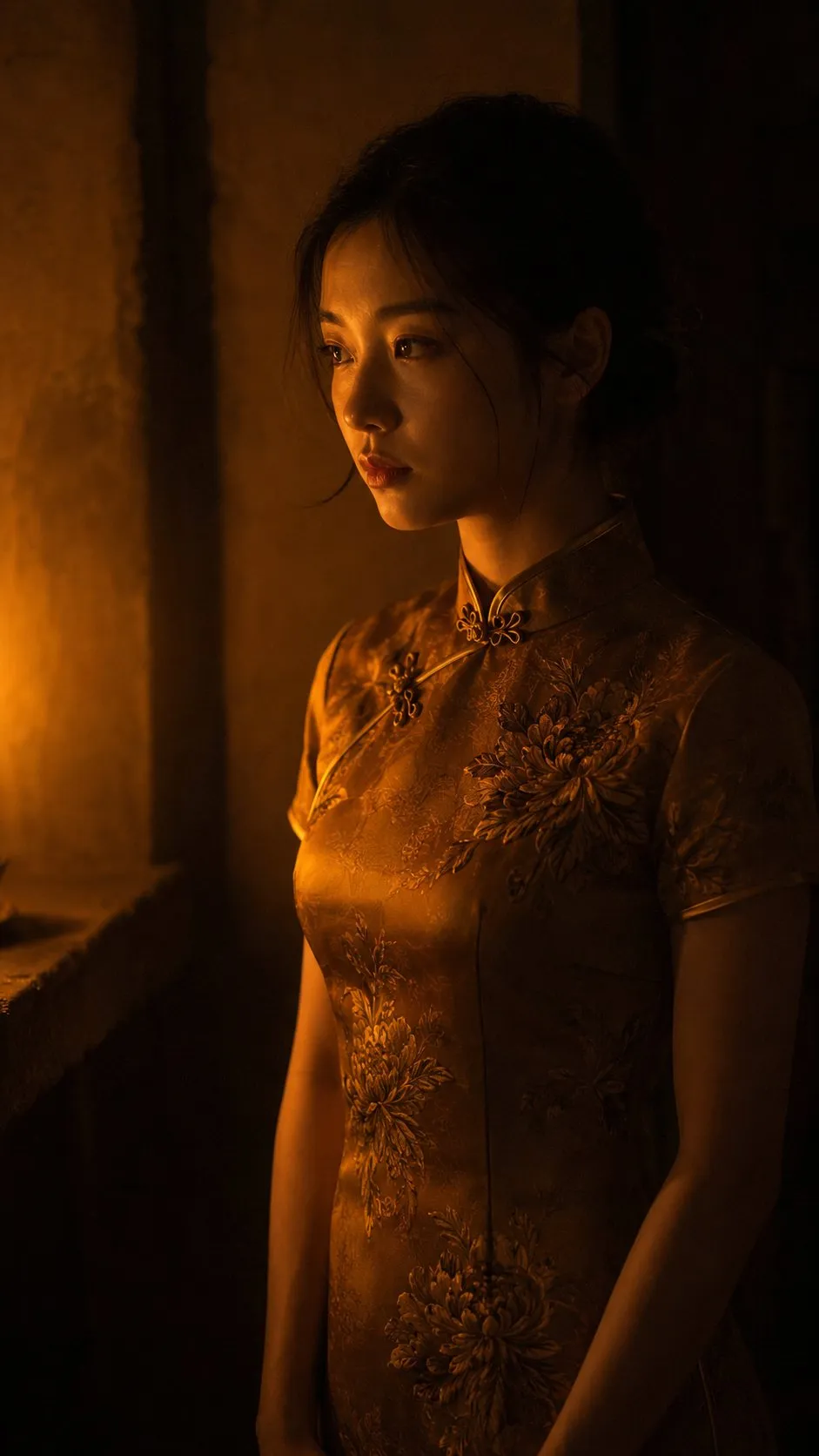 Ethereal Candlelit Qipao Portrait Study