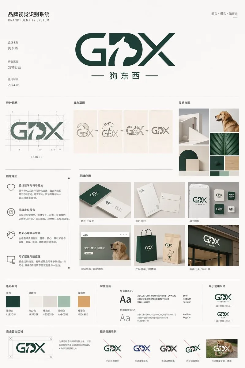 GDX Pet Brand Identity System Board