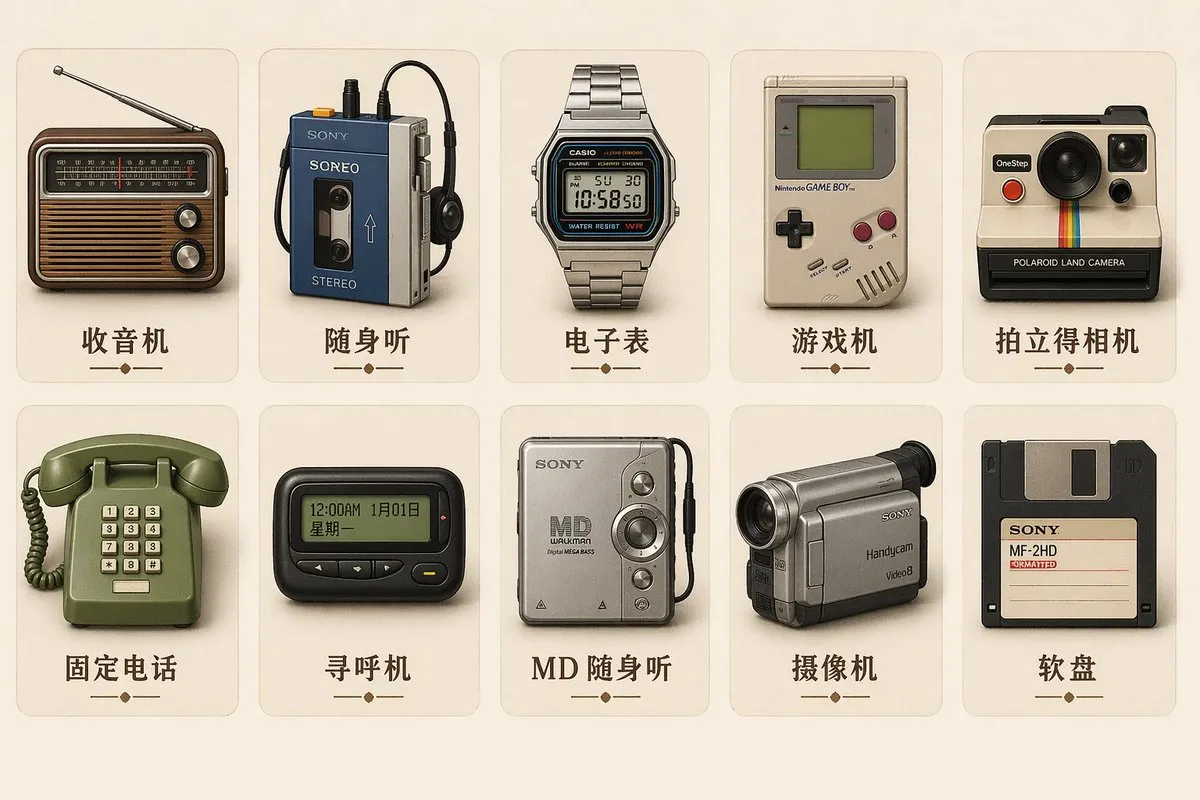 Retro Skeuomorphic Device Icon Collection