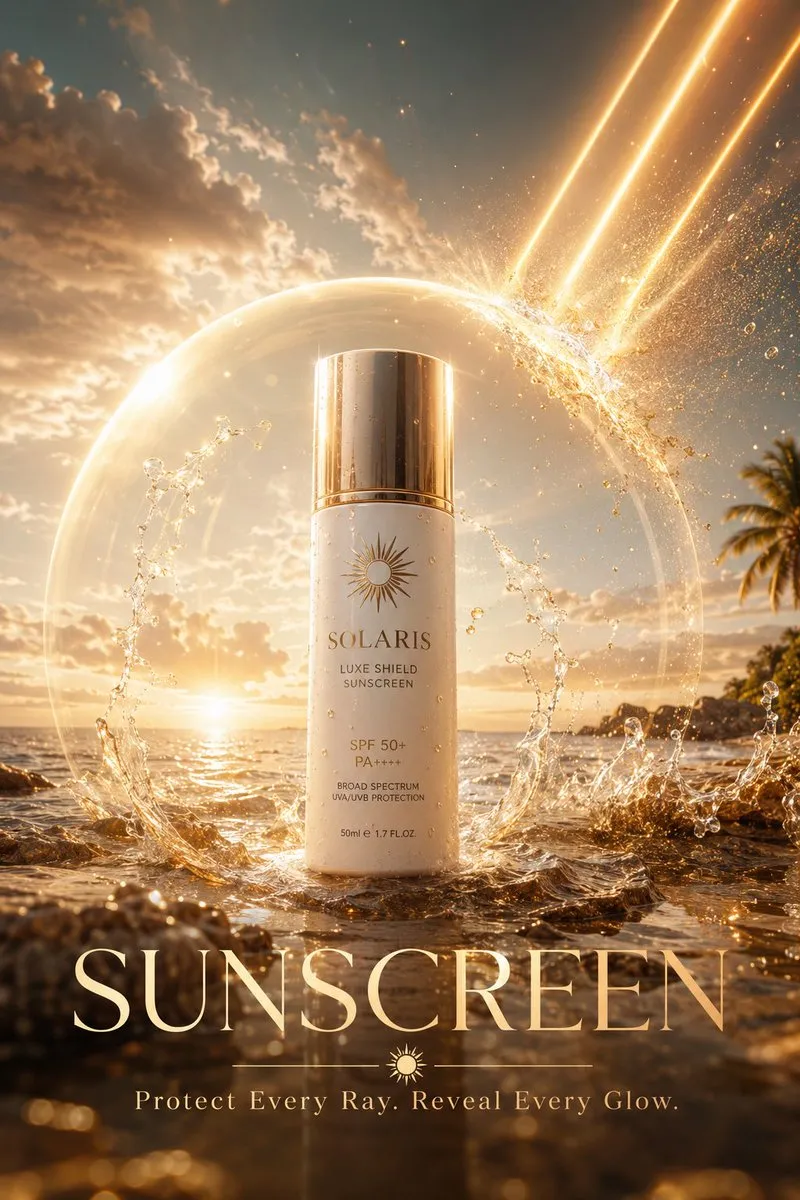Cinematic and Photorealistic Skincare Against Sky