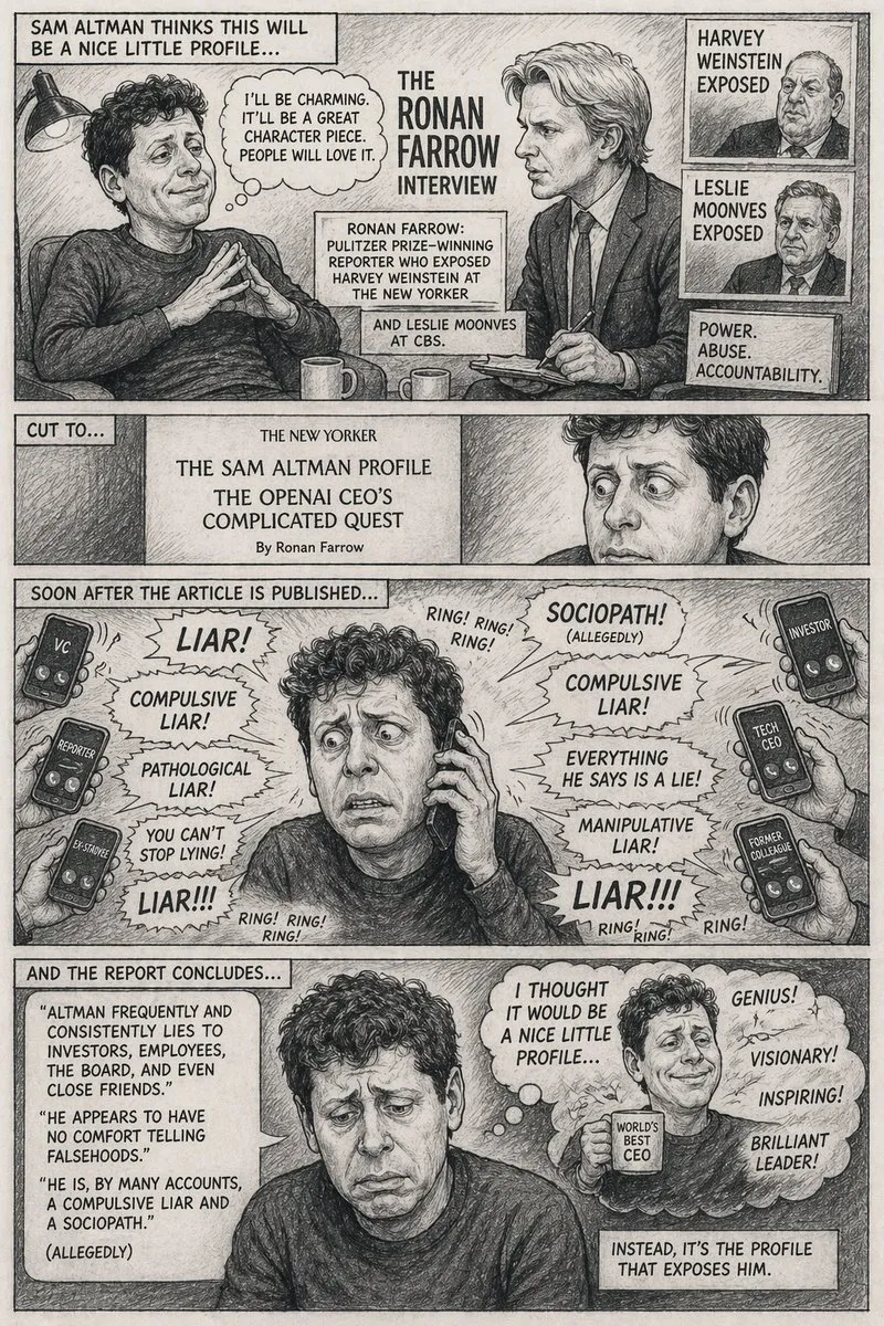 Satirical Sam Altman Interview Comic Strip
