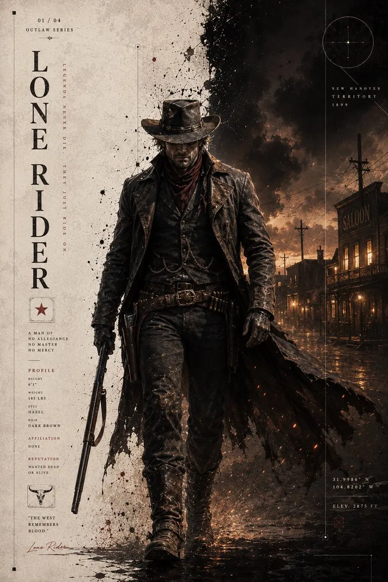 AI-Generated Poster Dark Western Outlaw Poster