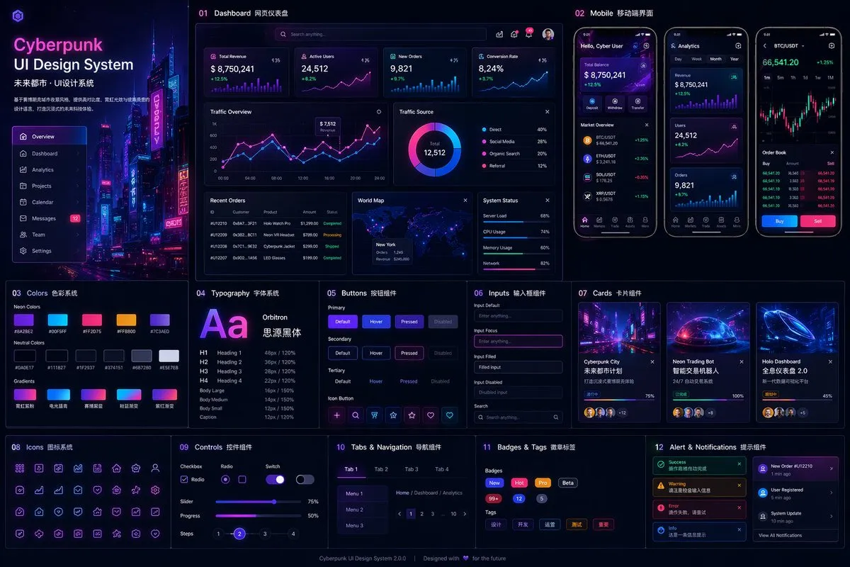 AI-Generated Dashboard Cyberpunk Neon UI Design