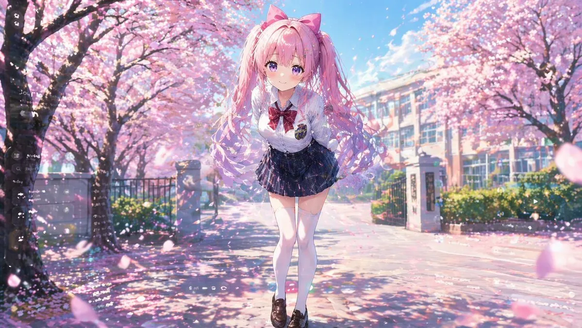 Cherry Blossom Anime Girl Portrait