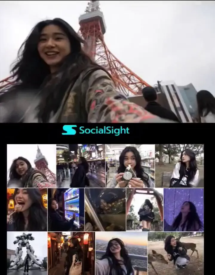 Candid Tokyo Travel Vlogger Photo Grid