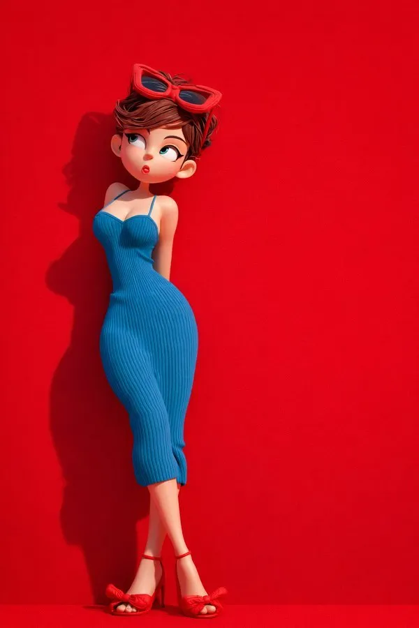 Vibrant 3D Cartoon Female Character Portrait