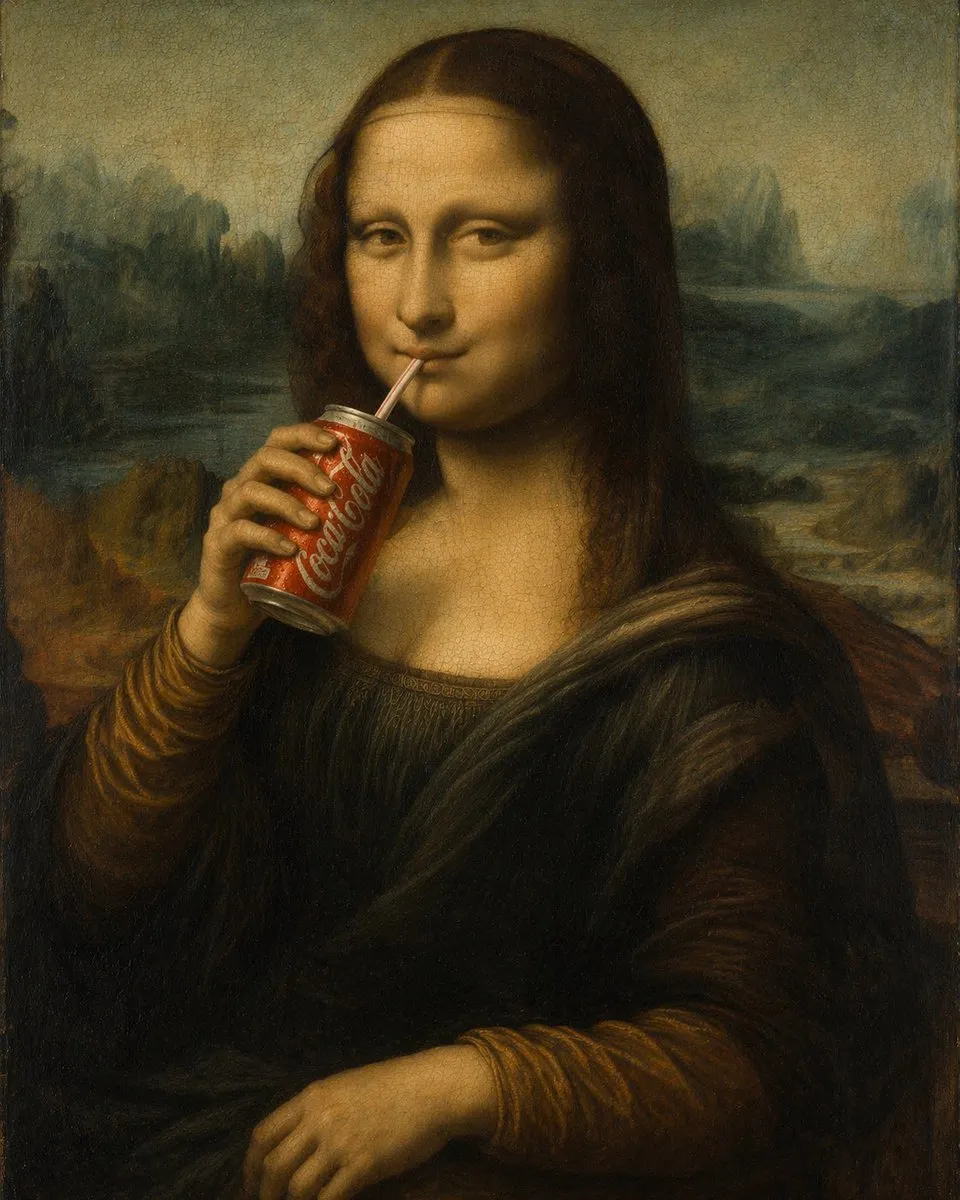 Classic Mona Lisa Drinking Cola Oil Painting