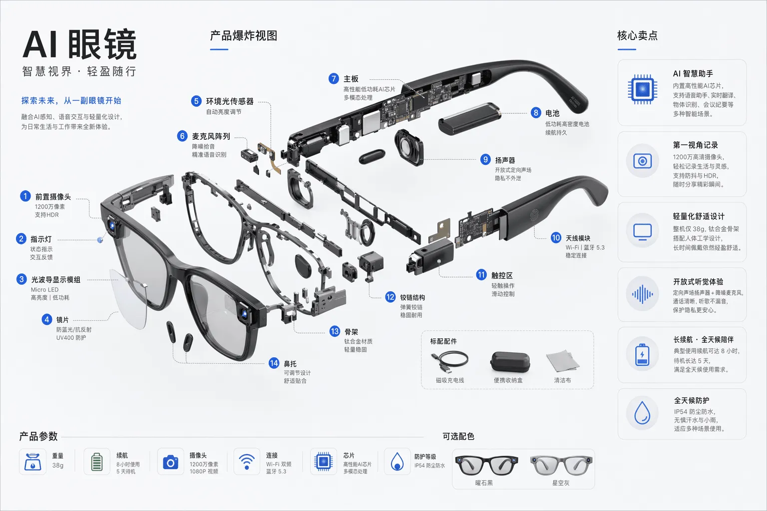 Stunning AI Smart Glasses Exploded View