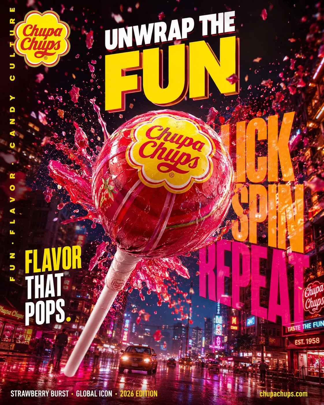 Vibrant Chupa Chups Candy Billboard Explosion