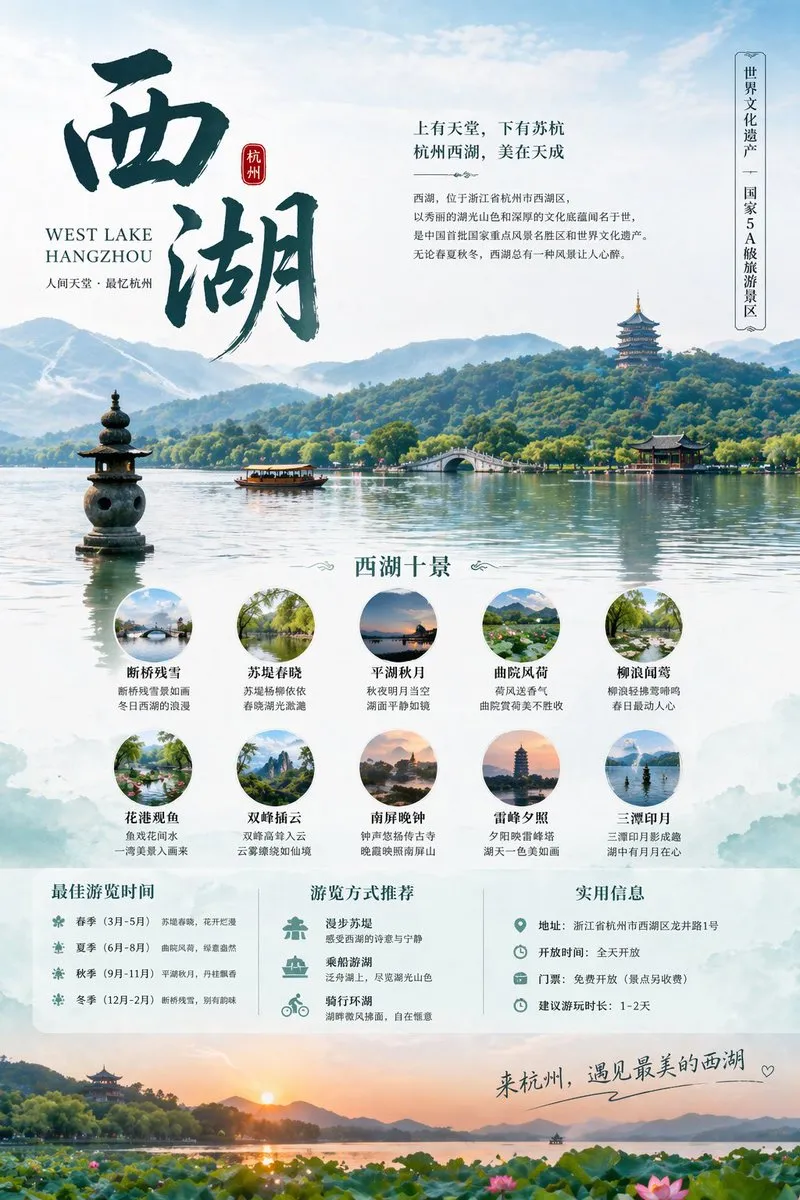AI-Generated Poster Hangzhou West Lake Travel