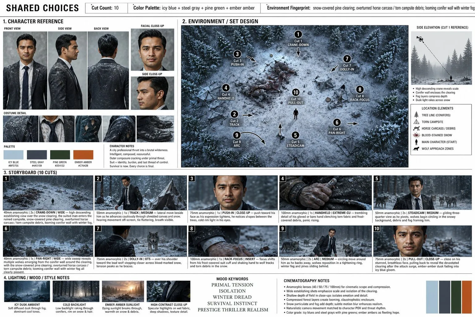 Cinematic Winter Survival Thriller Storyboard
