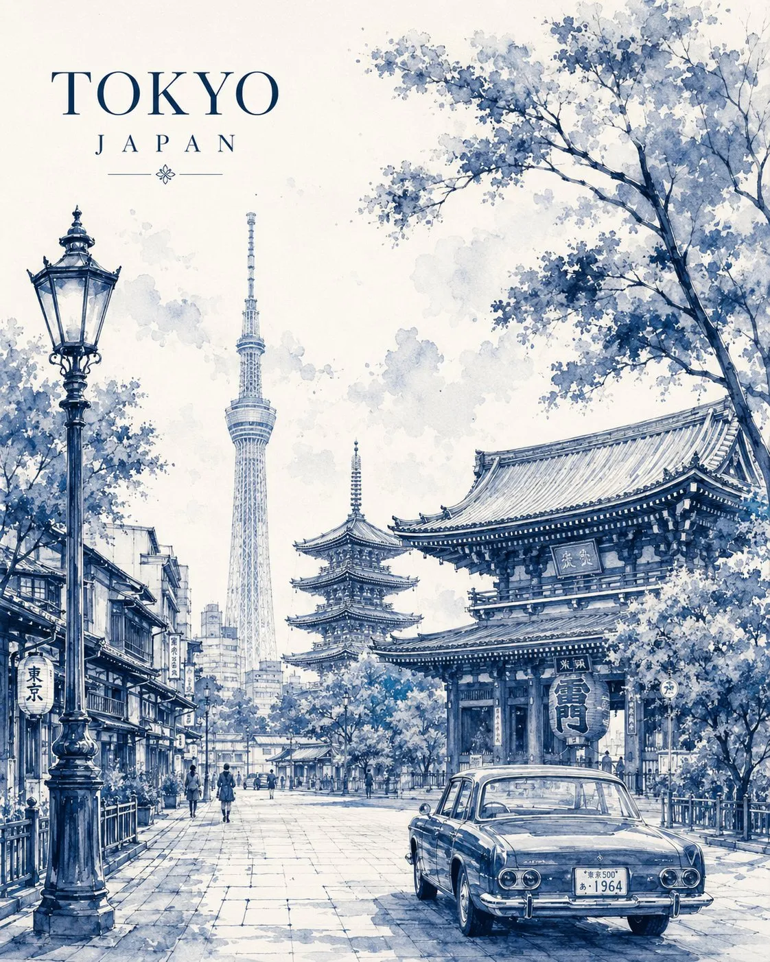 Elegant Monochrome Watercolor City Poster