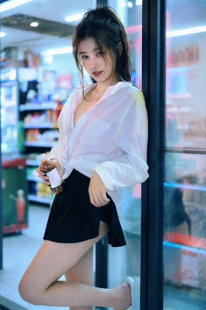Neon-Lit Convenience Store Idol Fashion Portrait