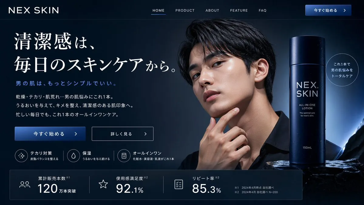 Nex Skin Men's Skincare Dark Landing Page